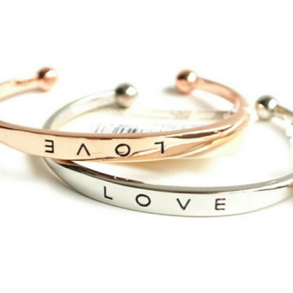 VALENTINES Gold Love Engraved Bracelet - Picture 2 of 2